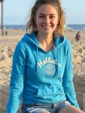 Hollister Bright Turquoise Blue Pullover Hoodie